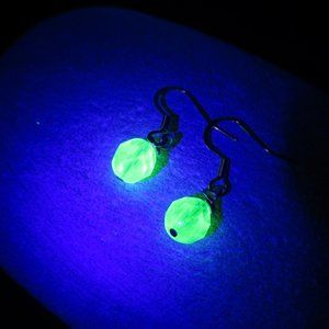 Vintage Uranium glass bead earrings